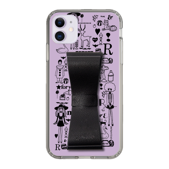 Slim Protection Case - STAND & RING RIBBON Black［ Rune Naito - RUNE Girl Retro & Modern - Purple ］