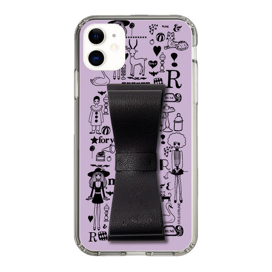 Slim Protection Case - STAND & RING RIBBON Black［ Rune Naito - RUNE Girl Retro & Modern - Purple ］