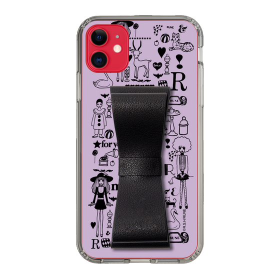Slim Protection Case - STAND & RING RIBBON Black［ Rune Naito - RUNE Girl Retro & Modern - Purple ］