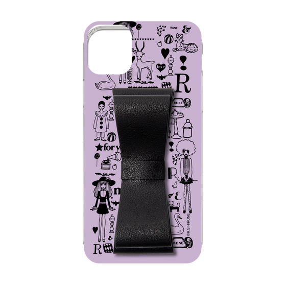 Slim Protection Case - STAND & RING RIBBON Black［ Rune Naito - RUNE Girl Retro & Modern - Purple ］