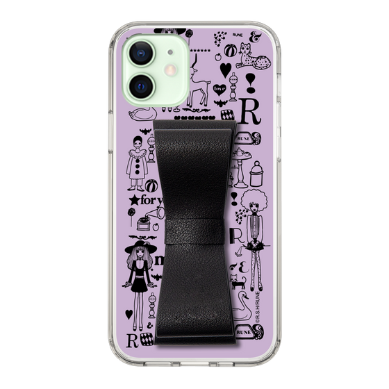 Slim Protection Case - STAND & RING RIBBON Black［ Rune Naito - RUNE Girl Retro & Modern - Purple ］