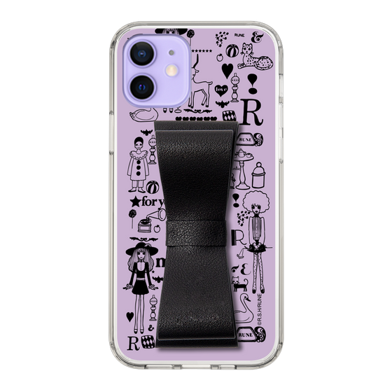 Slim Protection Case - STAND & RING RIBBON Black［ Rune Naito - RUNE Girl Retro & Modern - Purple ］