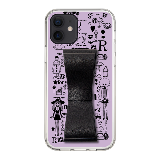 Slim Protection Case - STAND & RING RIBBON Black［ Rune Naito - RUNE Girl Retro & Modern - Purple ］