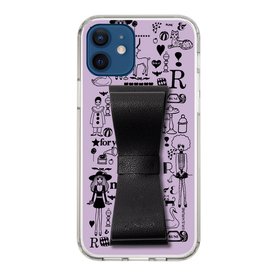 Slim Protection Case - STAND & RING RIBBON Black［ Rune Naito - RUNE Girl Retro & Modern - Purple ］