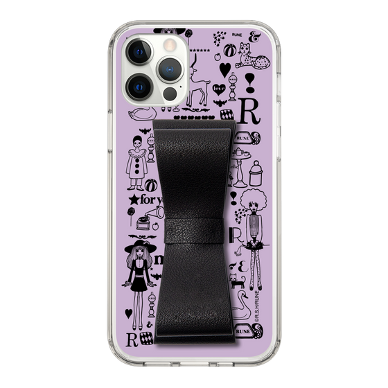 Slim Protection Case - STAND & RING RIBBON Black［ Rune Naito - RUNE Girl Retro & Modern - Purple ］