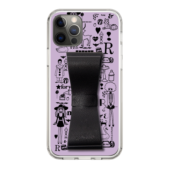 Slim Protection Case - STAND & RING RIBBON Black［ Rune Naito - RUNE Girl Retro & Modern - Purple ］