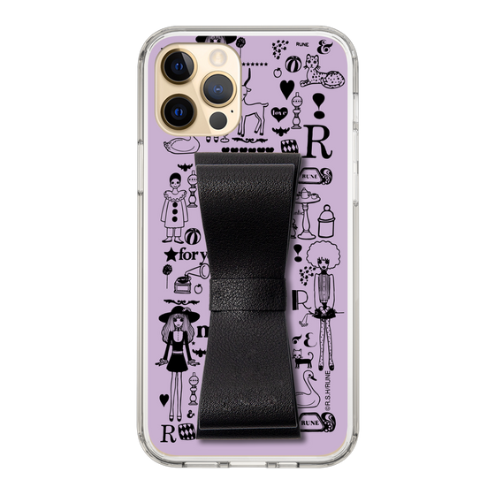Slim Protection Case - STAND & RING RIBBON Black［ Rune Naito - RUNE Girl Retro & Modern - Purple ］