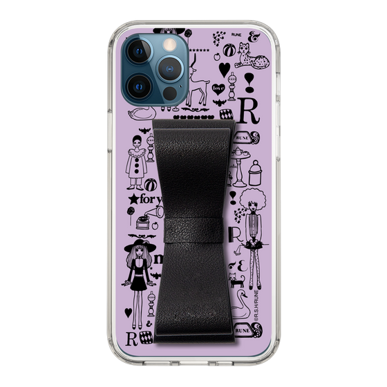 Slim Protection Case - STAND & RING RIBBON Black［ Rune Naito - RUNE Girl Retro & Modern - Purple ］