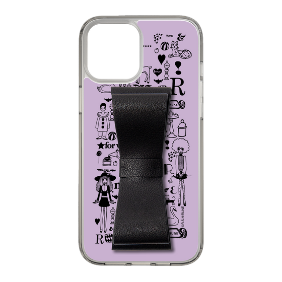 Slim Protection Case - STAND & RING RIBBON Black［ Rune Naito - RUNE Girl Retro & Modern - Purple ］