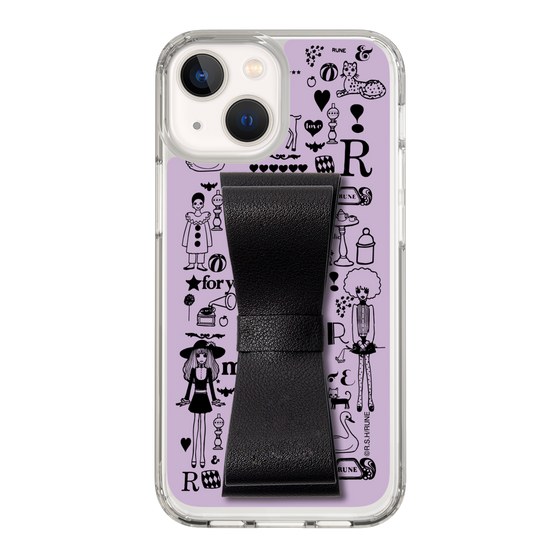 Slim Protection Case - STAND & RING RIBBON Black［ Rune Naito - RUNE Girl Retro & Modern - Purple ］