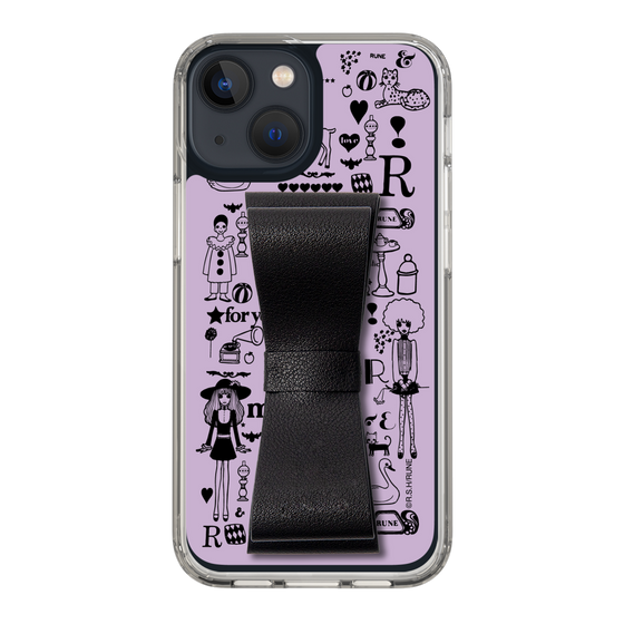 Slim Protection Case - STAND & RING RIBBON Black［ Rune Naito - RUNE Girl Retro & Modern - Purple ］