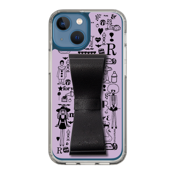 Slim Protection Case - STAND & RING RIBBON Black［ Rune Naito - RUNE Girl Retro & Modern - Purple ］