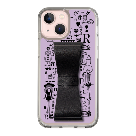 Slim Protection Case - STAND & RING RIBBON Black［ Rune Naito - RUNE Girl Retro & Modern - Purple ］