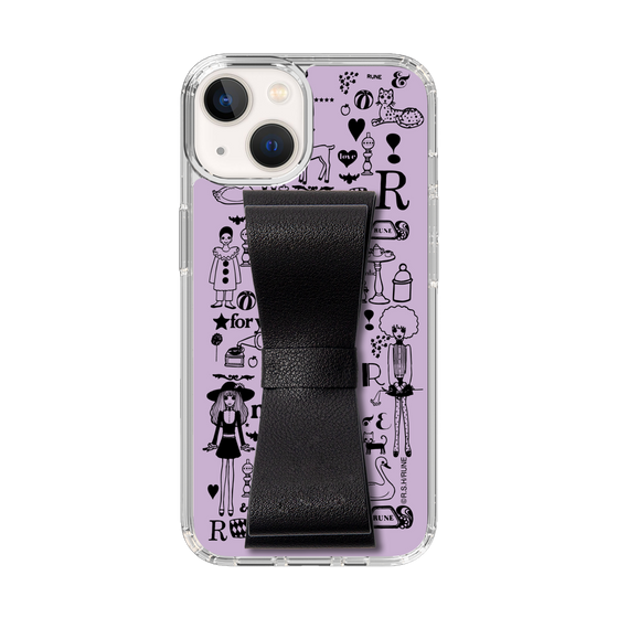 Slim Protection Case - STAND & RING RIBBON Black［ Rune Naito - RUNE Girl Retro & Modern - Purple ］