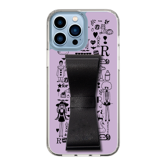 Slim Protection Case - STAND & RING RIBBON Black［ Rune Naito - RUNE Girl Retro & Modern - Purple ］