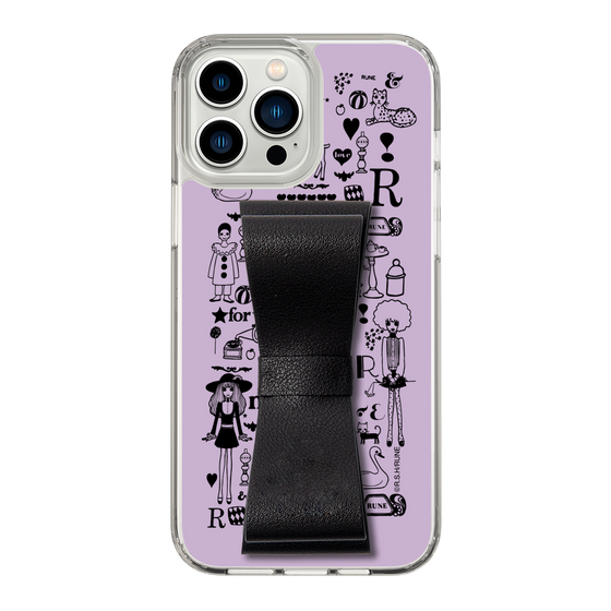 Slim Protection Case - STAND & RING RIBBON Black［ Rune Naito - RUNE Girl Retro & Modern - Purple ］