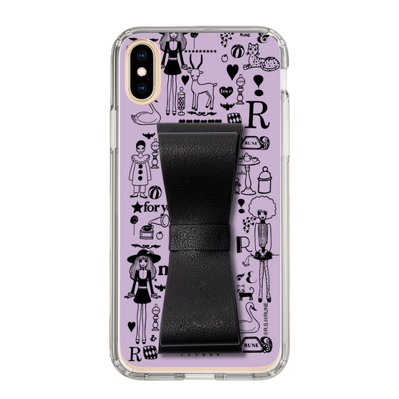 Slim Protection Case - STAND & RING RIBBON Black［ Rune Naito - RUNE Girl Retro & Modern - Purple ］