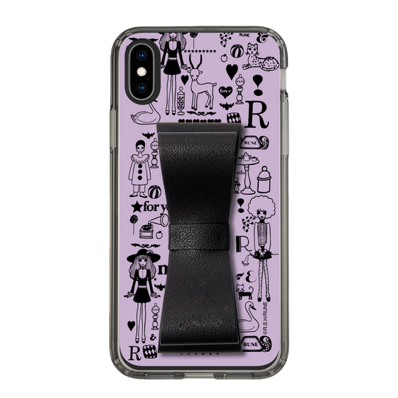 Slim Protection Case - STAND & RING RIBBON Black［ Rune Naito - RUNE Girl Retro & Modern - Purple ］