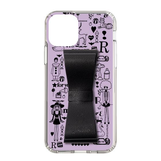 Slim Protection Case - STAND & RING RIBBON Black［ Rune Naito - RUNE Girl Retro & Modern - Purple ］