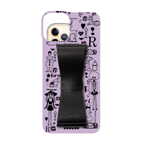 Slim Protection Case - STAND & RING RIBBON Black［ Rune Naito - RUNE Girl Retro & Modern - Purple ］