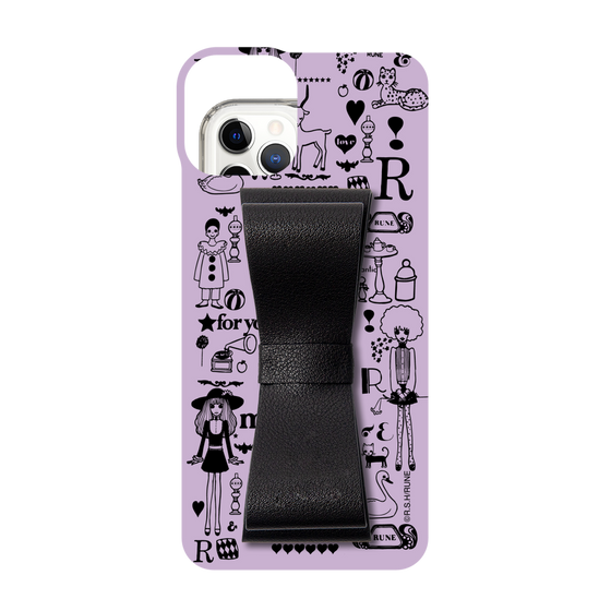 Slim Protection Case - STAND & RING RIBBON Black［ Rune Naito - RUNE Girl Retro & Modern - Purple ］