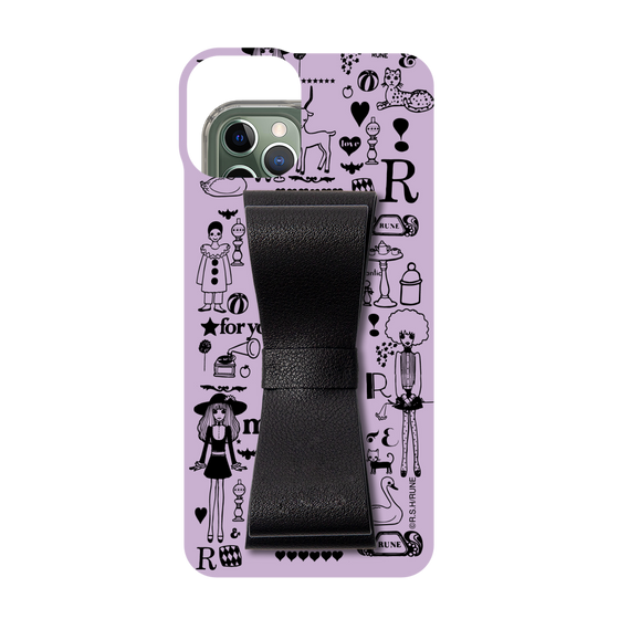 Slim Protection Case - STAND & RING RIBBON Black［ Rune Naito - RUNE Girl Retro & Modern - Purple ］