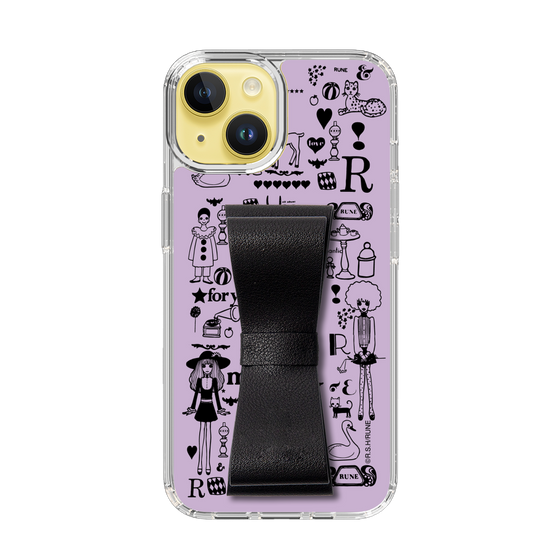 Slim Protection Case - STAND & RING RIBBON Black［ Rune Naito - RUNE Girl Retro & Modern - Purple ］