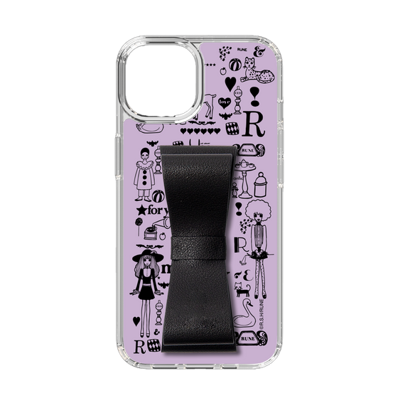 Slim Protection Case - STAND & RING RIBBON Black［ Rune Naito - RUNE Girl Retro & Modern - Purple ］