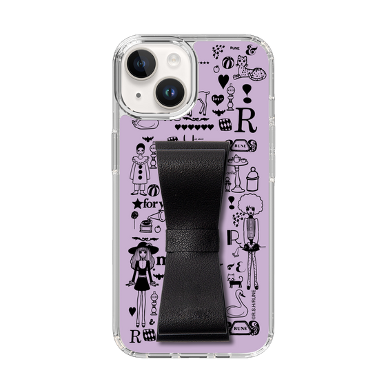 Slim Protection Case - STAND & RING RIBBON Black［ Rune Naito - RUNE Girl Retro & Modern - Purple ］