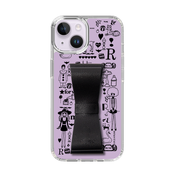 Slim Protection Case - STAND & RING RIBBON Black［ Rune Naito - RUNE Girl Retro & Modern - Purple ］