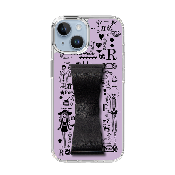 Slim Protection Case - STAND & RING RIBBON Black［ Rune Naito - RUNE Girl Retro & Modern - Purple ］