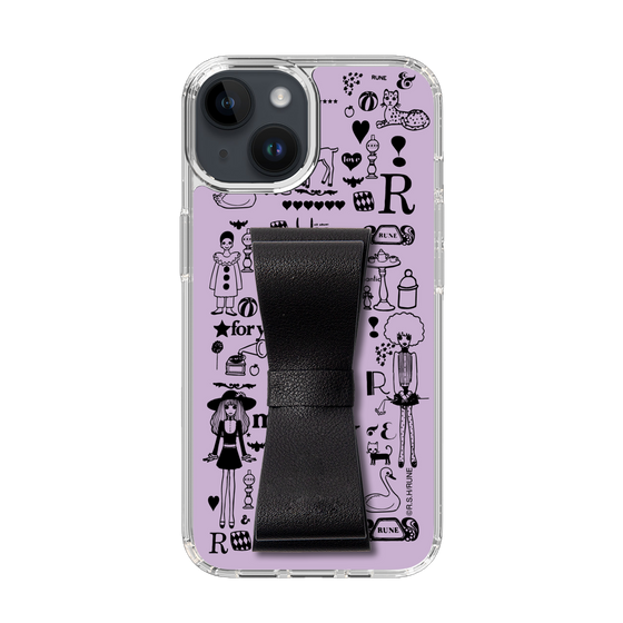Slim Protection Case - STAND & RING RIBBON Black［ Rune Naito - RUNE Girl Retro & Modern - Purple ］