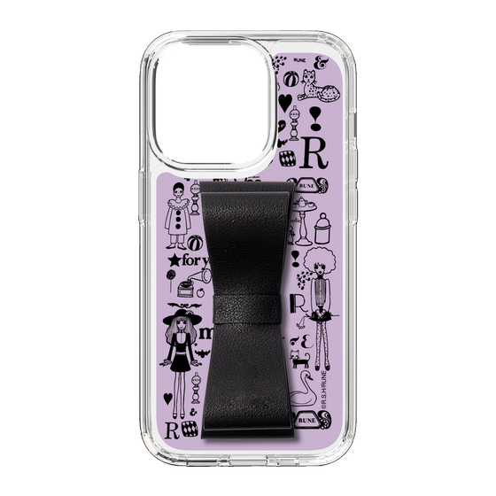 Slim Protection Case - STAND & RING RIBBON Black［ Rune Naito - RUNE Girl Retro & Modern - Purple ］