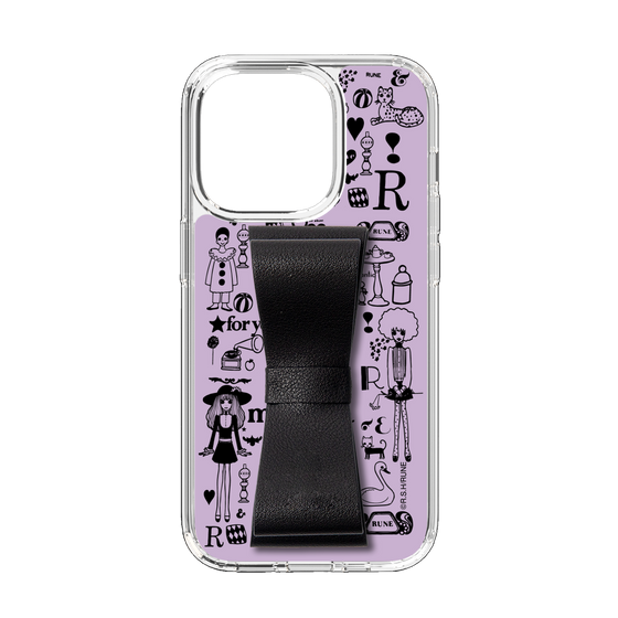 Slim Protection Case - STAND & RING RIBBON Black［ Rune Naito - RUNE Girl Retro & Modern - Purple ］