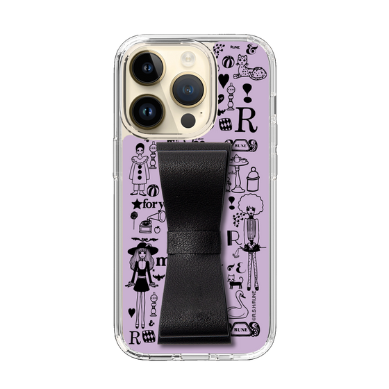 Slim Protection Case - STAND & RING RIBBON Black［ Rune Naito - RUNE Girl Retro & Modern - Purple ］