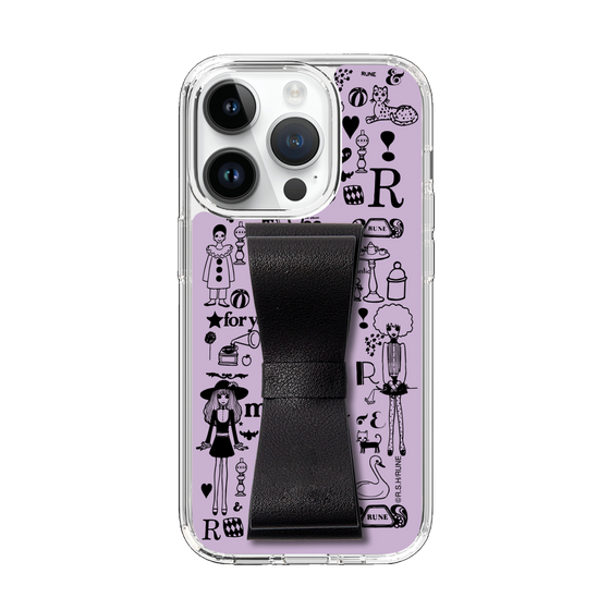 Slim Protection Case - STAND & RING RIBBON Black［ Rune Naito - RUNE Girl Retro & Modern - Purple ］