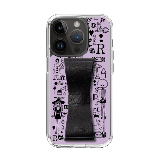 Slim Protection Case - STAND & RING RIBBON Black［ Rune Naito - RUNE Girl Retro & Modern - Purple ］