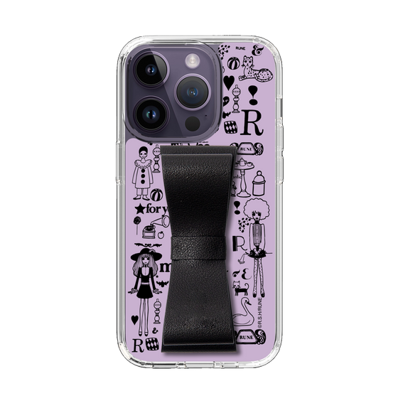Slim Protection Case - STAND & RING RIBBON Black［ Rune Naito - RUNE Girl Retro & Modern - Purple ］