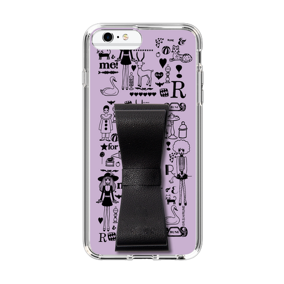 Slim Protection Case - STAND & RING RIBBON Black［ Rune Naito - RUNE Girl Retro & Modern - Purple ］