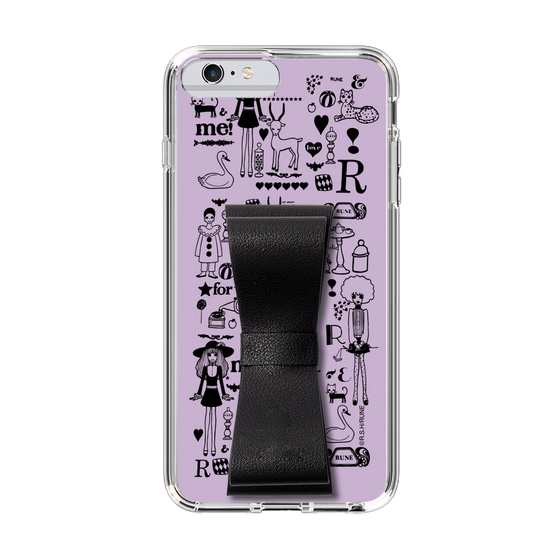Slim Protection Case - STAND & RING RIBBON Black［ Rune Naito - RUNE Girl Retro & Modern - Purple ］