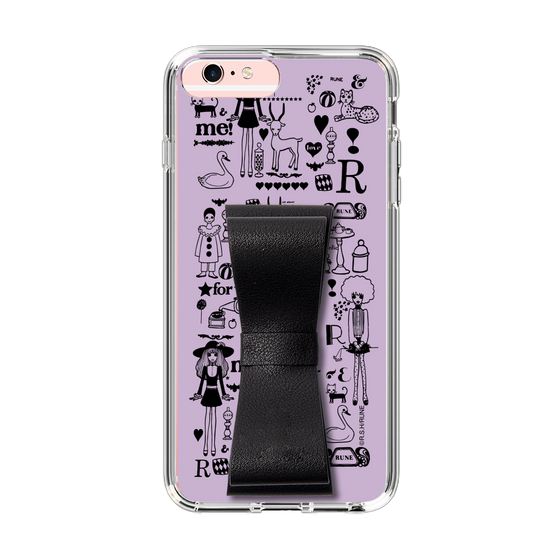 Slim Protection Case - STAND & RING RIBBON Black［ Rune Naito - RUNE Girl Retro & Modern - Purple ］