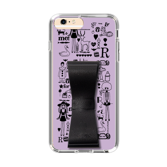 Slim Protection Case - STAND & RING RIBBON Black［ Rune Naito - RUNE Girl Retro & Modern - Purple ］