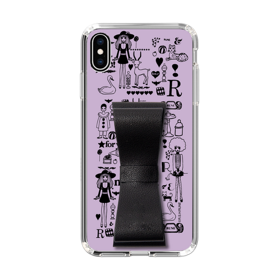Slim Protection Case - STAND & RING RIBBON Black［ Rune Naito - RUNE Girl Retro & Modern - Purple ］