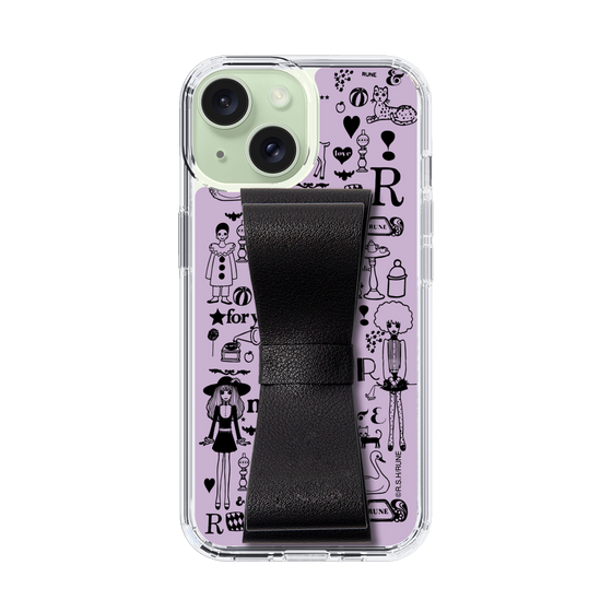 Slim Protection Case - STAND & RING RIBBON Black［ Rune Naito - RUNE Girl Retro & Modern - Purple ］