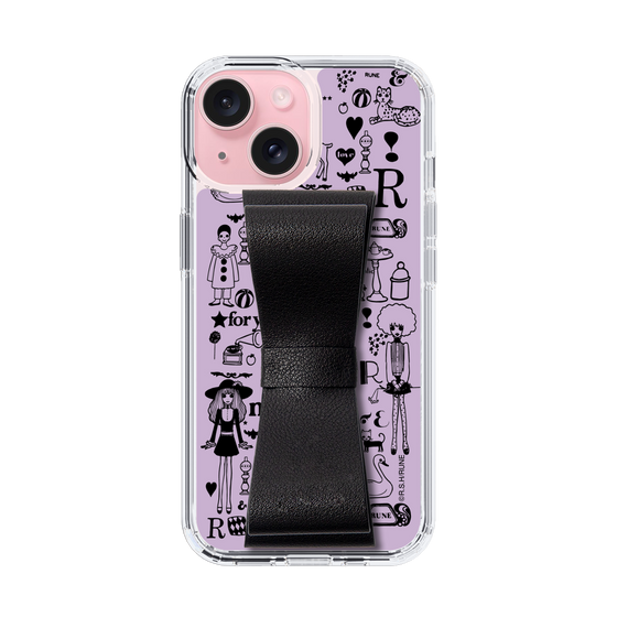 Slim Protection Case - STAND & RING RIBBON Black［ Rune Naito - RUNE Girl Retro & Modern - Purple ］
