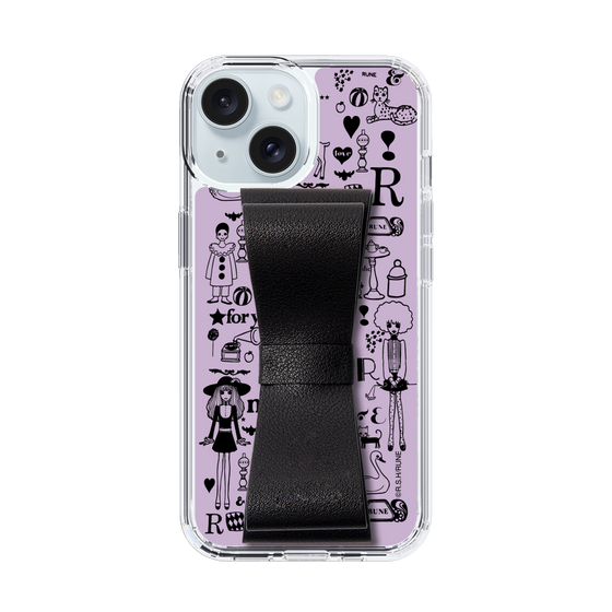 Slim Protection Case - STAND & RING RIBBON Black［ Rune Naito - RUNE Girl Retro & Modern - Purple ］