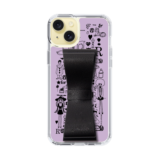 Slim Protection Case - STAND & RING RIBBON Black［ Rune Naito - RUNE Girl Retro & Modern - Purple ］
