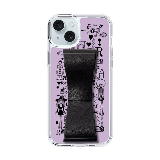 Slim Protection Case - STAND & RING RIBBON Black［ Rune Naito - RUNE Girl Retro & Modern - Purple ］