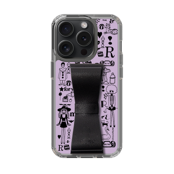 Slim Protection Case - STAND & RING RIBBON Black［ Rune Naito - RUNE Girl Retro & Modern - Purple ］