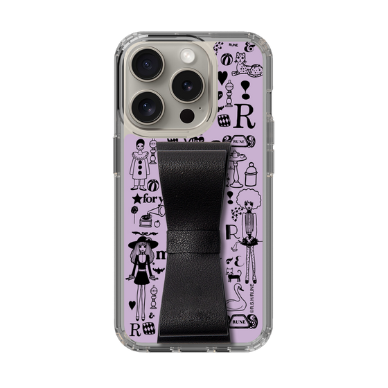 Slim Protection Case - STAND & RING RIBBON Black［ Rune Naito - RUNE Girl Retro & Modern - Purple ］